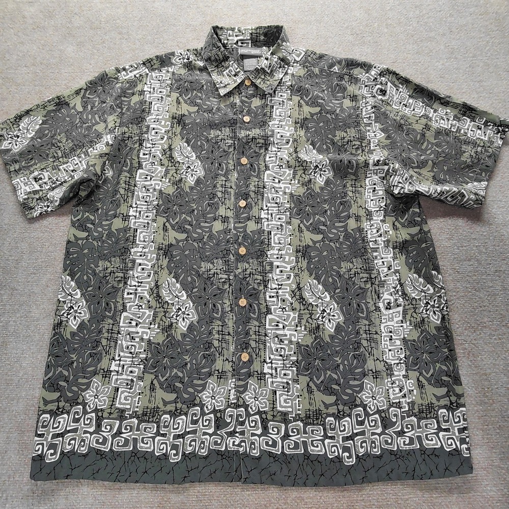 Extreme Gear Men's Hawaiian Short Sleeve Button Green Short Sleeve Shirt Size XL